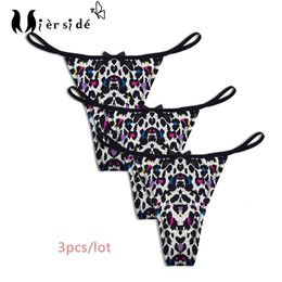 Mierside 3PcsLot Colorful Leopard Print Sexy Gstring Women Plus Size Underwear High Quality Thongs S6XL 240407