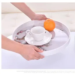 Tea Trays European Tray Creative Melamine Fruit Home Round Cup Board Printed Coffee Plate Living Room Decoration