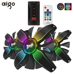 CPUs Aigo Darkflash 120mm Rgb Fan Computer Pc Case Fan Adjust Led Speed Quiet Ir Remote Aura Sync Computer Cpu Cooler Cooling Rgb Fan