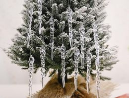 Christmas Decorations 12pcs 13cm Artificial Ice Pendant For Xmas Tree Hanging Ornament Fake Icicle Home Party3427130