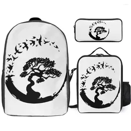 Backpack Enso Circle And Bonsai 15 3 In 1 Set 17 Inch Lunch Bag Pen Picnics Graphic Cool Lasting Tote Cosy