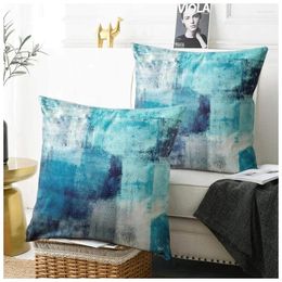 Pillow Set Of 2 Turquoise And Grey Art Artwork Contemporary Decorative Grey Home Throw Pillows Cases Cover For Bedroom Sofa