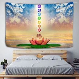 Tapestries Buddha Statue Meditation 7 Chakra Tapestry Wall Hanging Mandala Cloth Yoga Boho Background