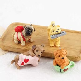 Keychains Lanyards Cartoon dog keychain pet shaped pendant bag decoration holiday car keyframe gift Q240403