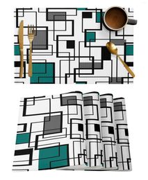 Table Mats Abstract Square Modern Art Duck Green Dining Placemat Tableware Kitchen Dish Mat Pad 4/6pcs Home Decoration