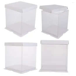 Take Out Containers 4 Pcs Packing Box Chocolate Chip Muffins Cake Carrier Birthday Food Grade White Card Transparent Holder Baby