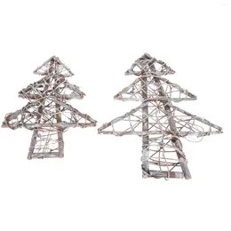 Decorative Flowers 2 Pcs Metal Christmas Tree Wreath Wedding Ceremony Decorations Rattan DIY Accessory