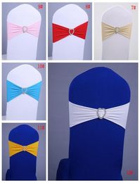 Spandex Elastic Wedding Chair Cover Sash Bands Wedding Birthday Party Elastic Chair Buckle Sash Decoration 17 Colors Available DBC7876587