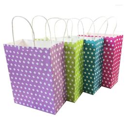 Gift Wrap 10pcs/lot 27 21 11cm Dot Colorful Paper Bag With Handle Party Bags Environmental Protection Multi-colored