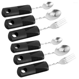 Dinnerware Sets 2 Bendable Cutlery Stainless Steel Flatware Parkinsons Utensils Elderly Feed Reusable Disabled The Tableware Rubber