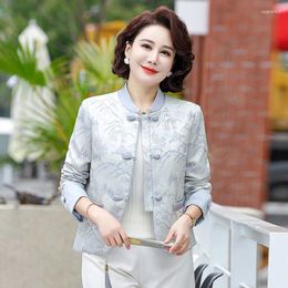 Women's Jackets Chinese Style Improved HanfuSatin Jacket Women 2024 Spring Autumn Retro Stand Collar Long Sleeve Elegant Tang Suit Tops