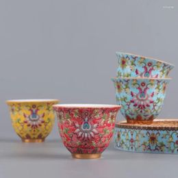 Cups Saucers 45 Ml Color Enamel Tea Cup Teacup Chinese Ceramic Small Bowl Teacups Porcelain Set Crafts Home Decor Master