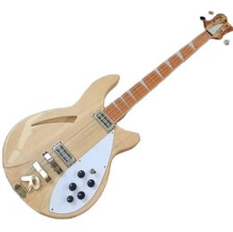 Upgrade Rick Model 4005 Electric Bass Guitar Natural Wood 21 Frets Two Toaster RIC Pickups1301079