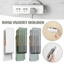 Hooks Wall-Mounted Socket Holder Punch-Free Plug Fixer Self Adhesive Cable Power Strip Rack Wire Organizer For Kitchen Home