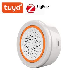 Detector Tuya Smart ZigBee3.0 Siren Alarm Temperature Humidity 90dB Sound Light Sensor Battery Builtin 3 in 1 ZigBee Sensor Smart LIfe