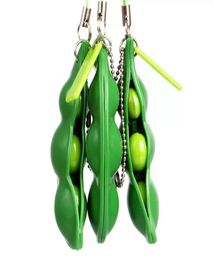 Squeeze-a-Bean Key Ring Tiktok Green Pea per Keychain Toys Soybean Finger Puzzles Focus Extrusion pendant Anti-anxiety Stress Relief Party gift Free UPS6605244
