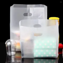 Storage Bags Wholesale 30pcs/Lot Matte Clear Plastic Packaging Bag With Handle Convenient Shopping Poly Package Pouch For Clothes Gift