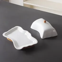 Plates Box European Utensils Butterfly-shaped Desktop With Dish Decorative Dessert Storage Butter Ceramic Lid Kitchen