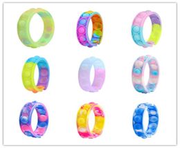 Rainbow Tie Dye Colors Push Bubble Sensory Bracelet Silicone Toy Increase Focus Soft Squeeze Press Stress Rel5677821