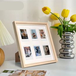 Frames 3/5/6/SQ/inch Photo Frame Minimalist Table Hanging Wall Square Wooden Frame Suitable For Fujifilm Instax Mini 12 11 EVO Camera