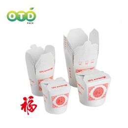 Pack Chinese Fortune Disposable Noodle Box Take Out Food Containers Box Meal Prep 240320