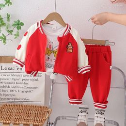 Clothing Sets Kids Boutique Clothes For Baby Girl 1 To 2 Years Cartoon Long Sleeve Cardigan Coats T-shirts Pants Girls Outfit