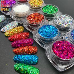 Glitter TCT325 Chunky Mix Laser Colour Nail Glitter Nail Art Decoration Body Art Makeup Henna Tumblers DIY Crafts Festival Accessories