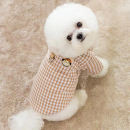 Dog Apparel Simple Plaid Pet Sweater Teddy Cartoon Traction Clothes Cotton Puppy Winter Warm Thicker Than Bear Pullover