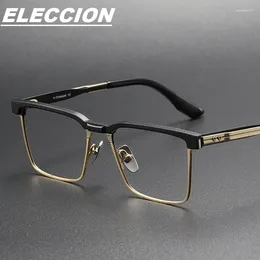 Sunglasses Frames High Quality Titanium Glasses Frame Men Eyeglasses Japanese Luxury Stripe Brand Designer Eyewear Menfolk Spectacles DTX137