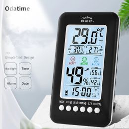 Clocks 15CM Digital Thermometer Hygrometer Indoor Temperature Humidity Metre Gauge Clock Weather Station Forecast Max Min Value Display