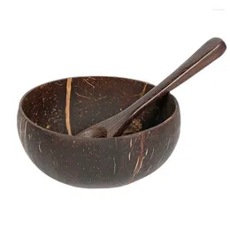 Bowls 1pc Coconut Shell Bowl Hand Polished Natural Old Tableware Rice Wooden Nut Fruit Salad Storage