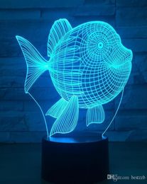 3D LED Night Light Fish Design 7 Colour Touch Switch Led Lights Plastic Lampshape 3D USB Powered Night Light Atmosphere Novelty Lig5289361