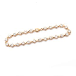 Provence Jewelry 14K Yellow Gold 3.5Mm Lab Diamond DEF Color Prong Set Tennis Bracelet For Party