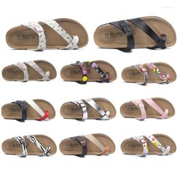 Slippers 2024 Unisex Summer Fashion Cork Sandals Beach Gladiator Buckle Strap Shoes Women Flat Casual Size 35-45