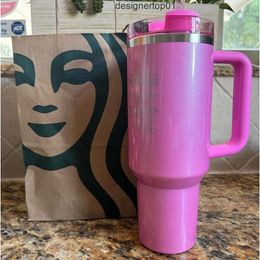 Stanleliness Black Chroma Chocolate Gold QUENCHER H2.0 40OZ Mugs Cosmo Pink Tumblers Insulated Car Cups Stainless Steel Water Bottle X Copy With 1:1 4G6O