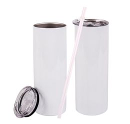 20oz Straight Blanks Sublimation Tumbler Coffee Mug Stainless Steel Double Wall Vacuum Insulated with Lid and Straw4854769