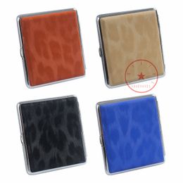 Latest Colourful Metal Leather Animal Leopard Print Smoking Cigarette Storage Box Portable Cover Container Dry Herb Tobacco Housing Holder Stash Case DHL