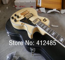 new cream yellow color G Les Custom guitar with Mahogany body and neck Electric guitar Foam box packaging with case2872171