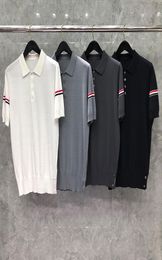 Men Women Striped Sleeves Men039s T shirt Summer Soft Knitted Designer Polo Shirts Slim Casual Turndown Collar Blouse High Qua8438973