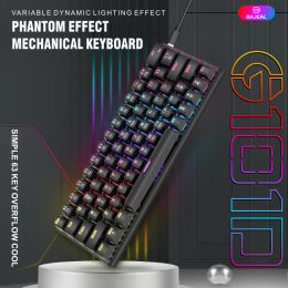 Keyboards G101D Mechanical Gaming Keyboard 63 Keys Compact Wired Computer Keyboard With RGB Colour Lighting Keyboard For Laptop PC