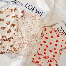 Clothing Sets Korean Kids Summer Pyjamas Set Cute Strawberry T-shirt Baby Girl Clothes Short Sleeves Tops Shorts 2PCS Toddler Home