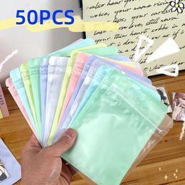 Jewelry Pouches 50pcs Zip Bags Candy Colors Reclosable Plastic DIY Storage Bag Zipper Clear Display Gift Packaging Case