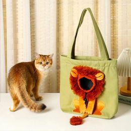 Cat Carriers Portable Small Dog Travel Carrier Bag Breathable Cute Lion Design Canvas Pet Shoulder Carrying Bags Kitten Puppy Handbag