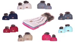 13styles Parentchild Knit Cap Beanies Baby Moms Winter Knitted Hats Warm Crochet Skulls Caps Outdoor Pom Pom Beanie Hats RRA26297143871