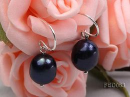 Stud Earrings Unique Pearl Jewelry 10-11mm Dark-purple Oval Freshwater Earring
