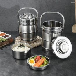 Dinnerware 2-layer Heat-retaining Cages Anti-overflow Insulated 1.4/2L Bucket Non-magnetic Stainless Steel Lunch Box