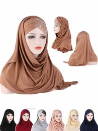 Milk Silk Muslim Cap Plain Islamic Scarf Head Wraps Headband Underscarf Turban Hats Malaysia Baotou Caps Sequins Hair Wrap Scarf 240403