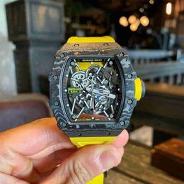Original 1to1 Top Grade Brand Designer Watch Licharde 3502 Black Mens Highend Carbon Fibre Fully Automatic Mechanical Watch with Back Chronograph Quartz Watch