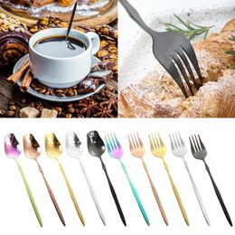 Coffee Scoops Multicolor-Soup Spoon Stainiess Steel Fork Rose-Flower Teaspoon For Kitchen Restaurant Home Flatware