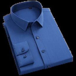 Mens Fashion Bamboo Fibre Solid Dress Shirts Without Pocket Long Sleeve Standardfit Formal Business Casual Stretch Office Shirt 240322